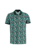 Orta Lacivert Polo Yaka Slim Fit Dar Kesim Bask?l? Pamuk T-shirt-Abdullah Ki??l?