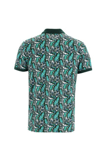 Orta Lacivert Polo Yaka Slim Fit Dar Kesim Bask?l? Pamuk T-shirt-Abdullah Ki??l?