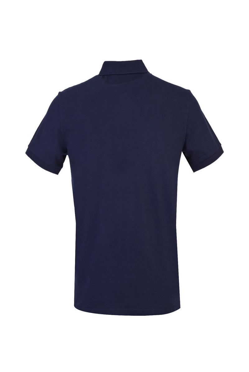 Koyu Lacivert Polo Yaka Regular Fit Baskılı T-shirt