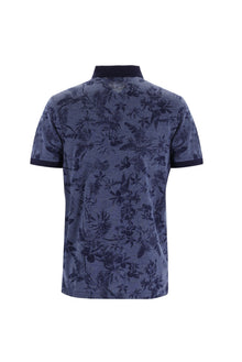 Orta Lacivert Polo Yaka Slim Fit Dar Kesim Desenli T-shirt-Abdullah Ki??l?