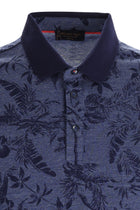 Orta Lacivert Polo Yaka Slim Fit Dar Kesim Desenli T-shirt-Abdullah Ki??l?