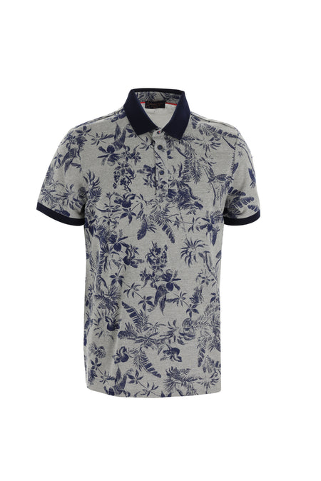 Orta Bej Polo Yaka Slim Fit Dar Kesim Desenli T-shirt-Abdullah Ki??l?