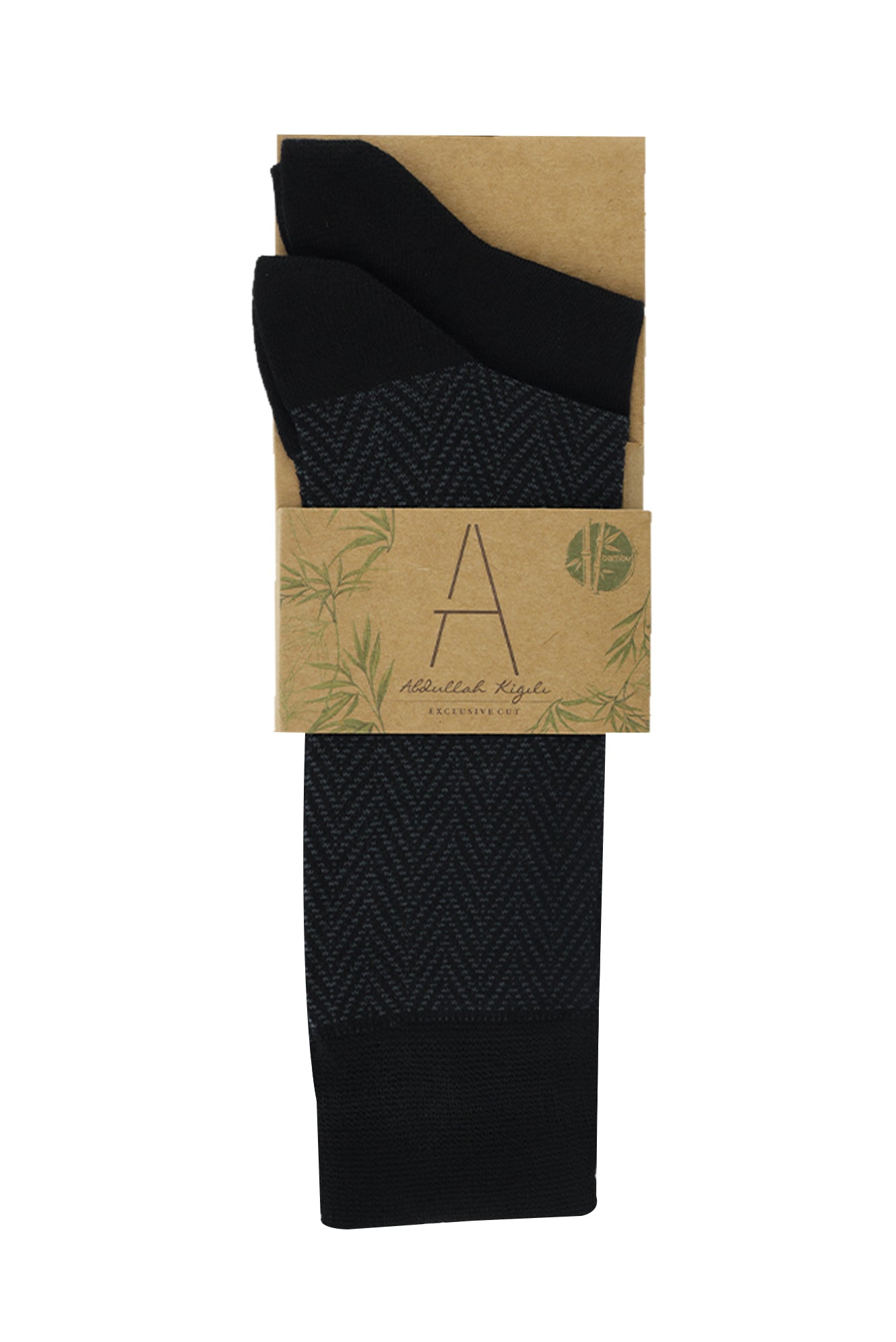 Orta Füme 2'li Desenli Bambu Çorap Seti