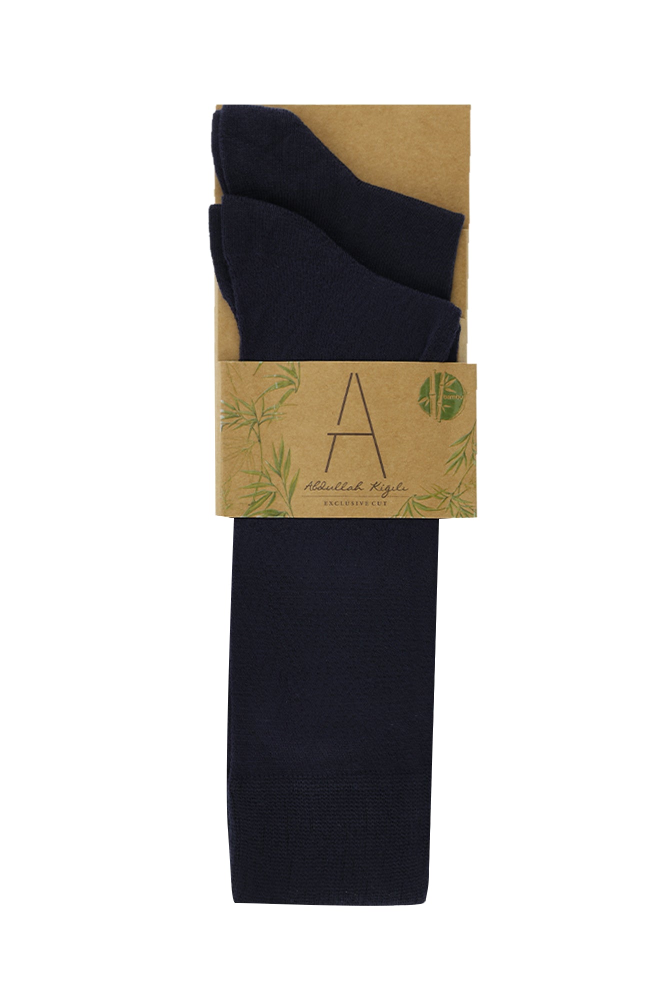 Orta Lacivert 2'li Bambu Desenli Çorap Seti