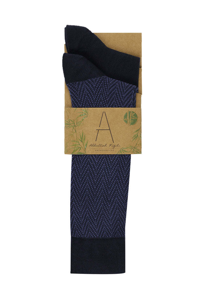 İndigo 2'li Desenli Bambu Çorap Seti