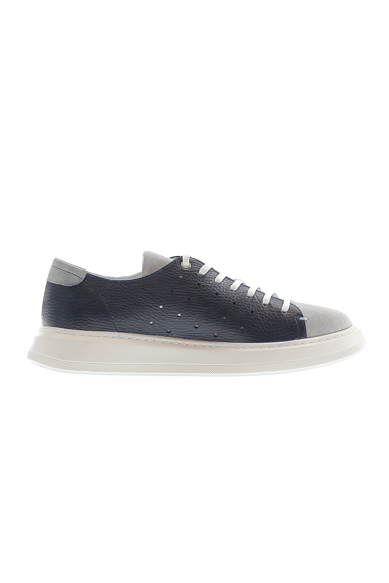 Orta Lacivert Deri Sneaker Ayakkab?-Abdullah Ki??l?