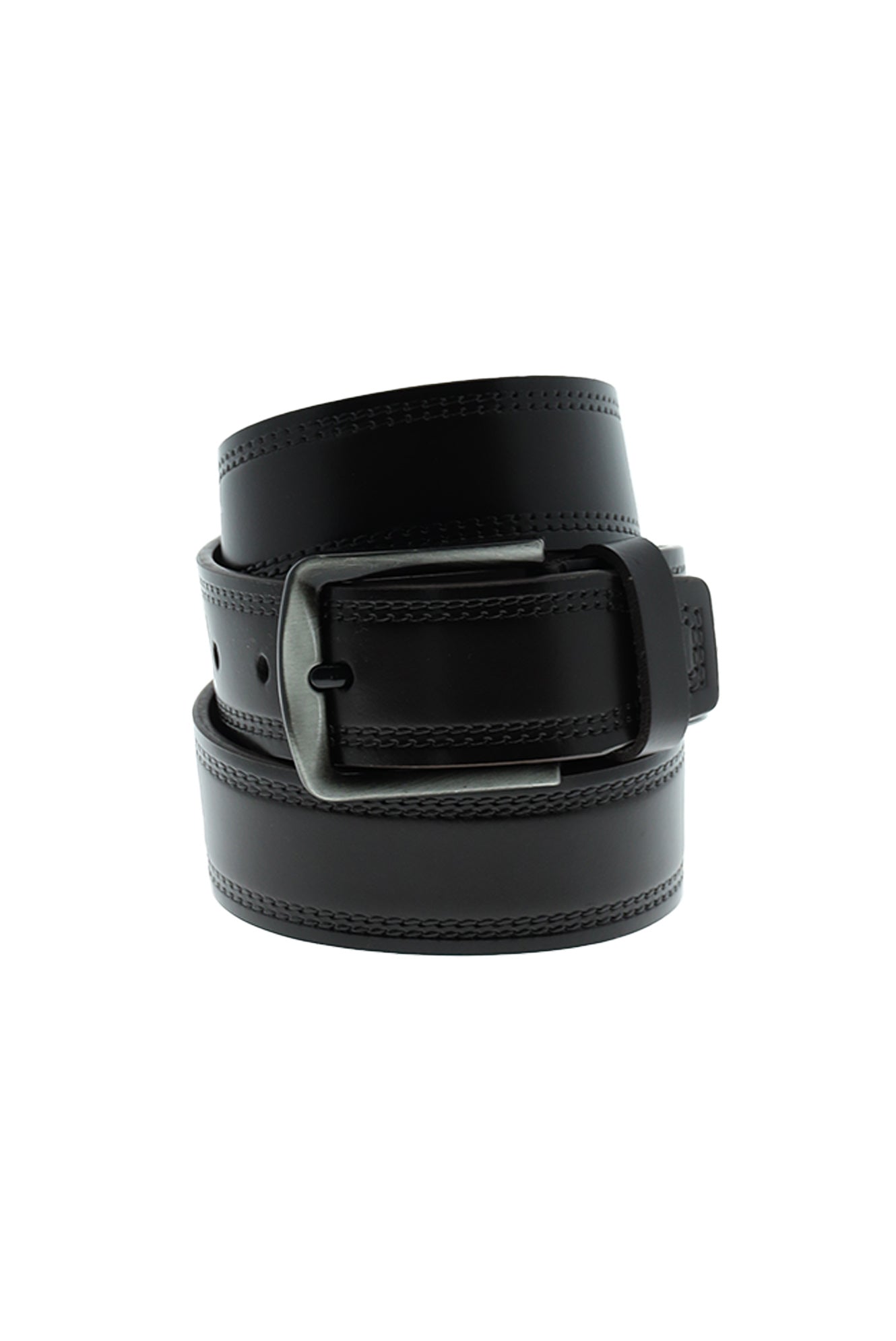 Koyu Kahve Spor Desenli Deri Kemer