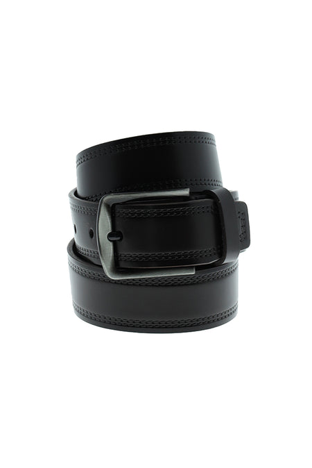 Koyu Kahve Spor Desenli Deri Kemer