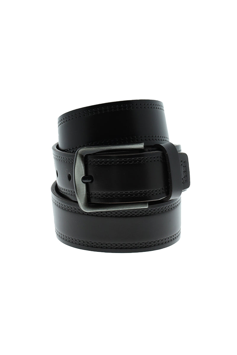 Koyu Kahve Spor Desenli Deri Kemer