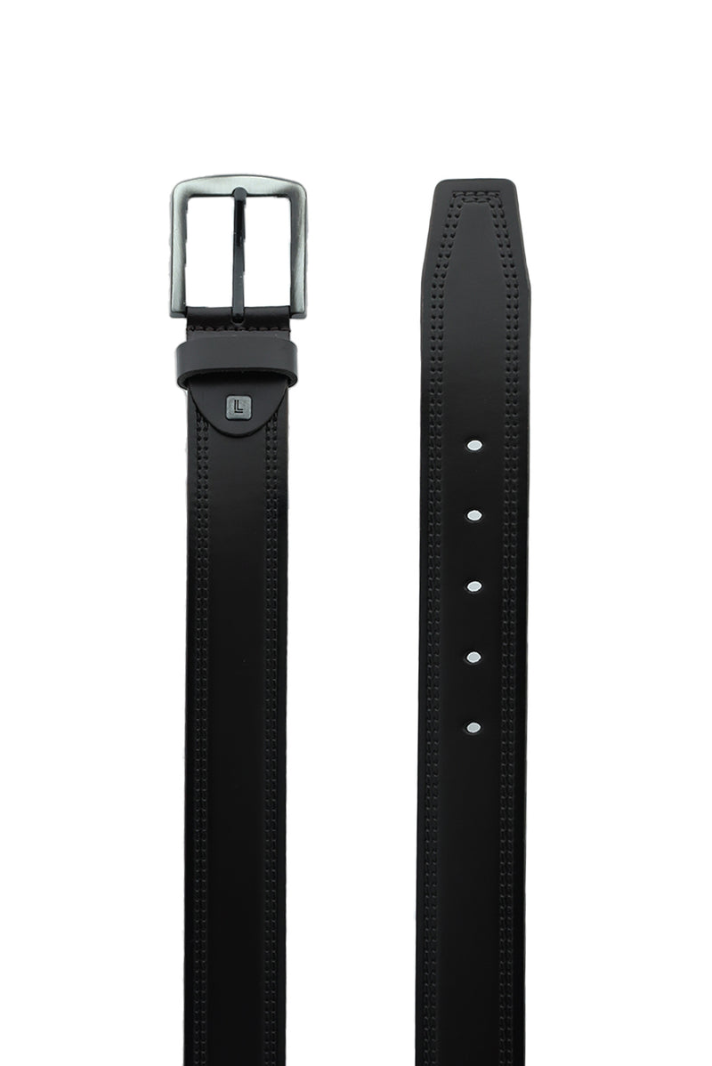 Koyu Kahve Spor Desenli Deri Kemer