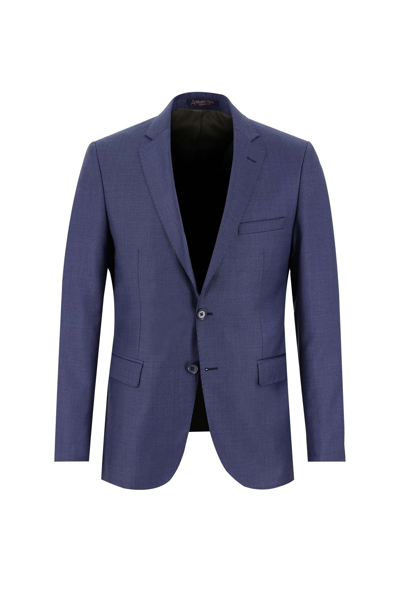 Aç?k Lacivert 8 Drop Long Slim Fit Uzun Dar Kesim Yünlü Tak?m Elbise-Abdullah Ki??l?
