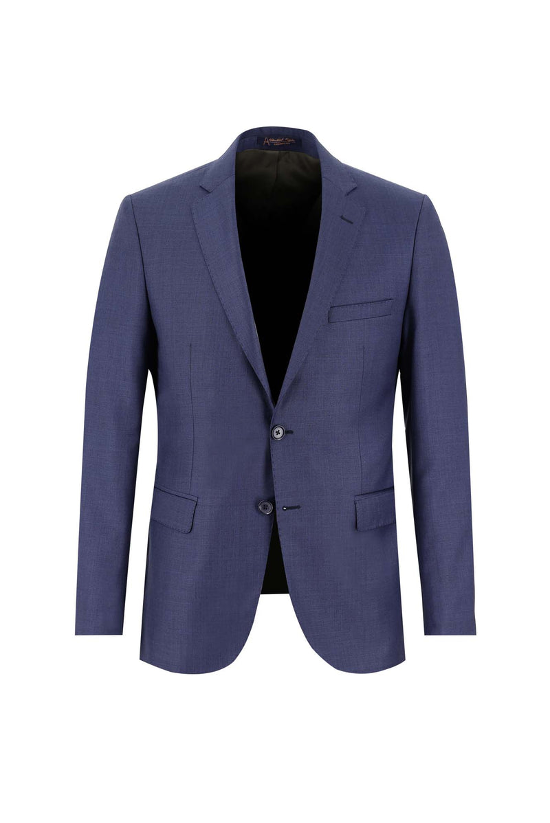 Aç?k Lacivert 8 Drop Long Slim Fit Uzun Dar Kesim Yünlü Tak?m Elbise-Abdullah Ki??l?