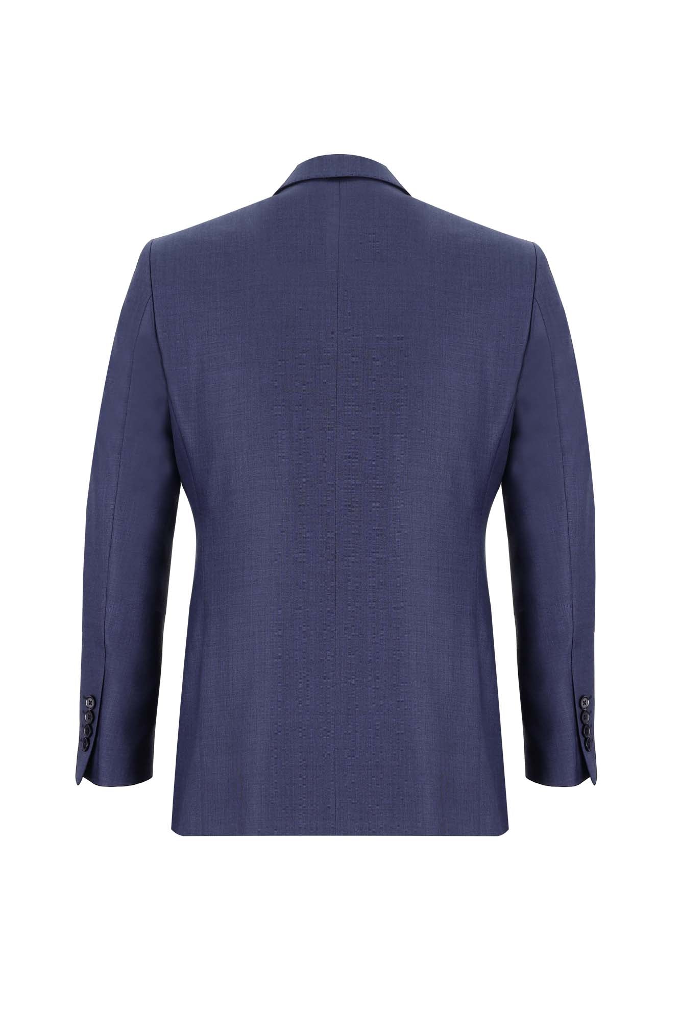 Aç?k Lacivert 8 Drop Long Slim Fit Uzun Dar Kesim Yünlü Tak?m Elbise-Abdullah Ki??l?