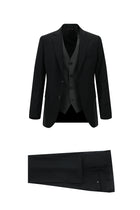 Siyah Slim Fit Dar Kesim Kombinli Yelekli Takım Elbise