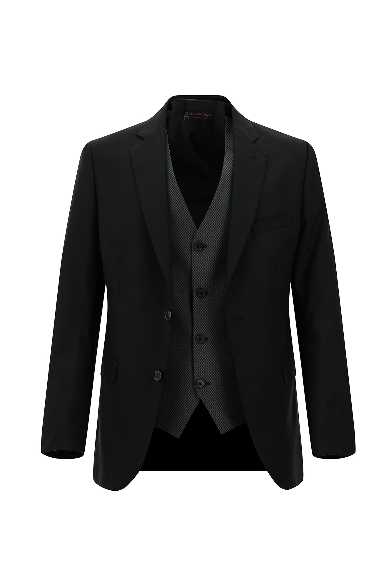 Siyah Slim Fit Dar Kesim Kombinli Yelekli Takım Elbise
