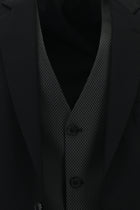 Siyah Slim Fit Dar Kesim Kombinli Yelekli Takım Elbise