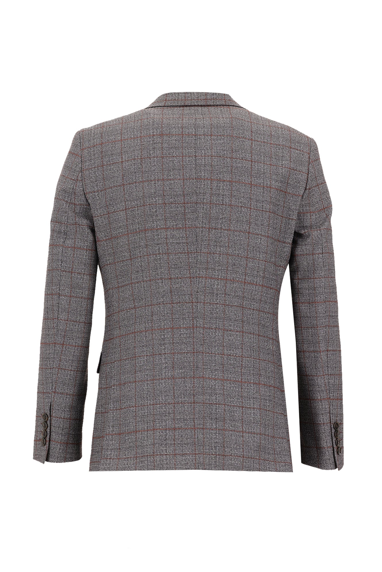 Orta Kahve 7 Drop Slim Fit Dar Kesim Kombinli Yelekli Ekose Tak?m Elbise-Abdullah Ki??l?