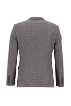 Orta Kahve 7 Drop Slim Fit Dar Kesim Kombinli Yelekli Ekose Tak?m Elbise-Abdullah Ki??l?
