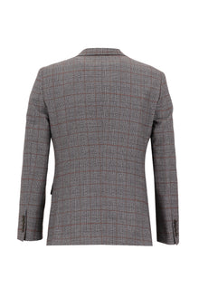 Orta Kahve 7 Drop Slim Fit Dar Kesim Kombinli Yelekli Ekose Tak?m Elbise-Abdullah Ki??l?