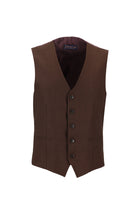 Orta Kahve 7 Drop Slim Fit Dar Kesim Kombinli Yelekli Ekose Tak?m Elbise-Abdullah Ki??l?