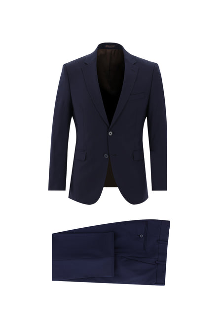 Orta Lacivert 7 Drop Slim Fit Dar Kesim Yünlü Tak?m Elbise-Abdullah Ki??l?
