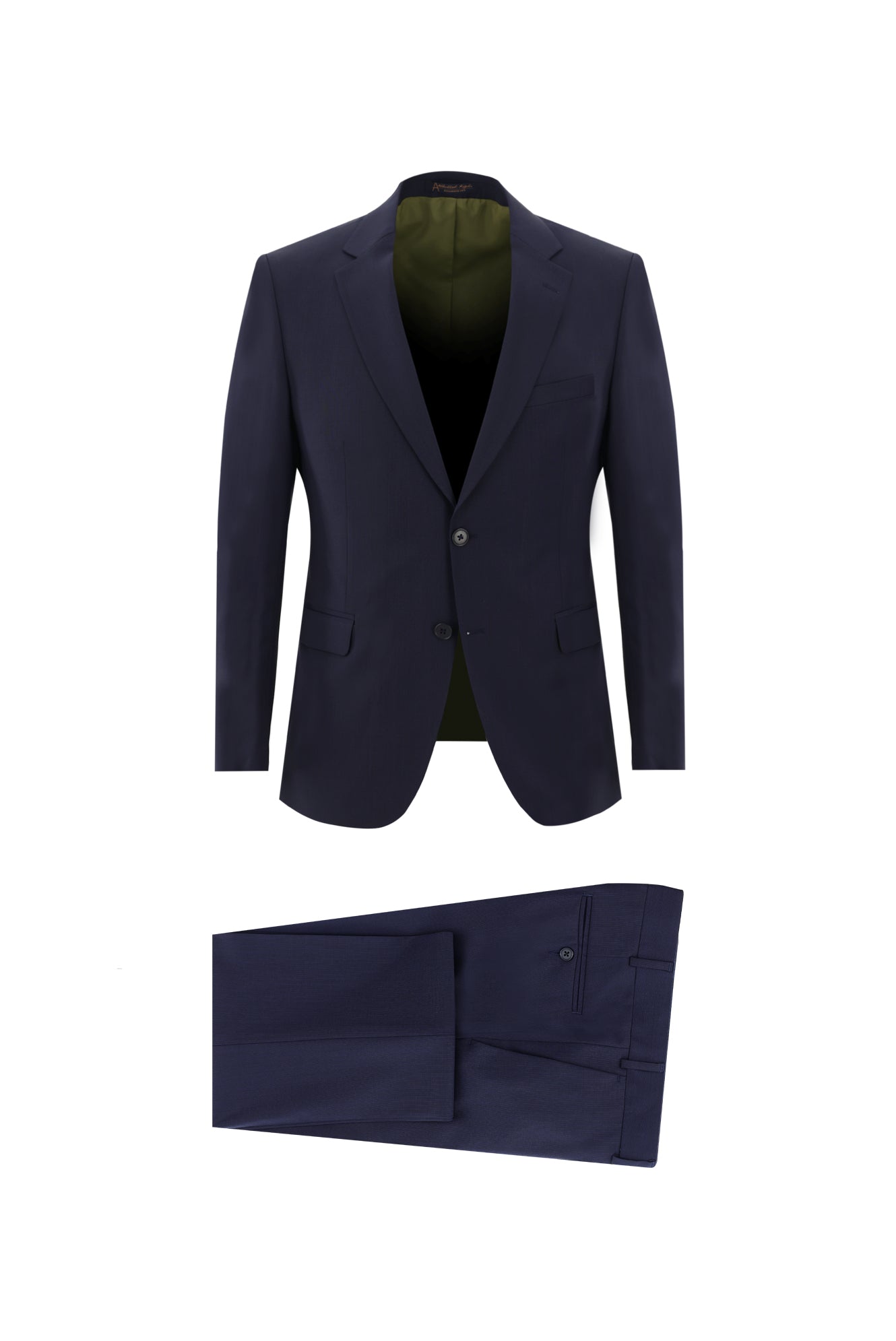 Orta Lacivert Slim Fit Dar Kesim Yünlü Klasik Takım Elbise