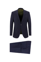 Orta Lacivert Slim Fit Dar Kesim Yünlü Klasik Takım Elbise