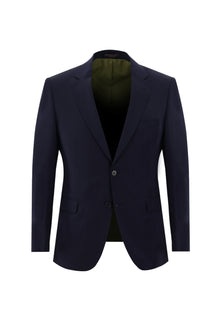 Orta Lacivert Slim Fit Dar Kesim Yünlü Klasik Takım Elbise