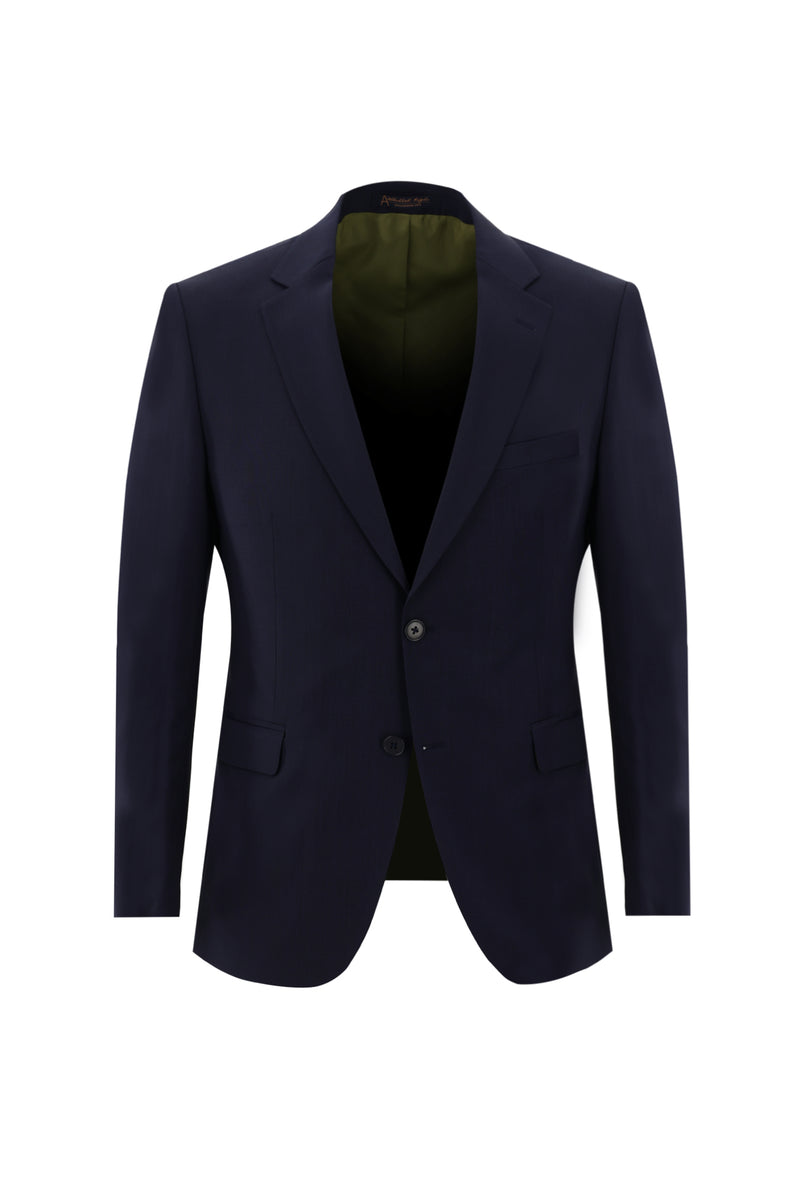 Orta Lacivert 7 Drop Slim Fit Dar Kesim Yünlü Tak?m Elbise-Abdullah Ki??l?