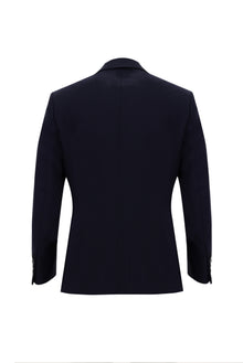 Orta Lacivert Slim Fit Dar Kesim Yünlü Klasik Takım Elbise