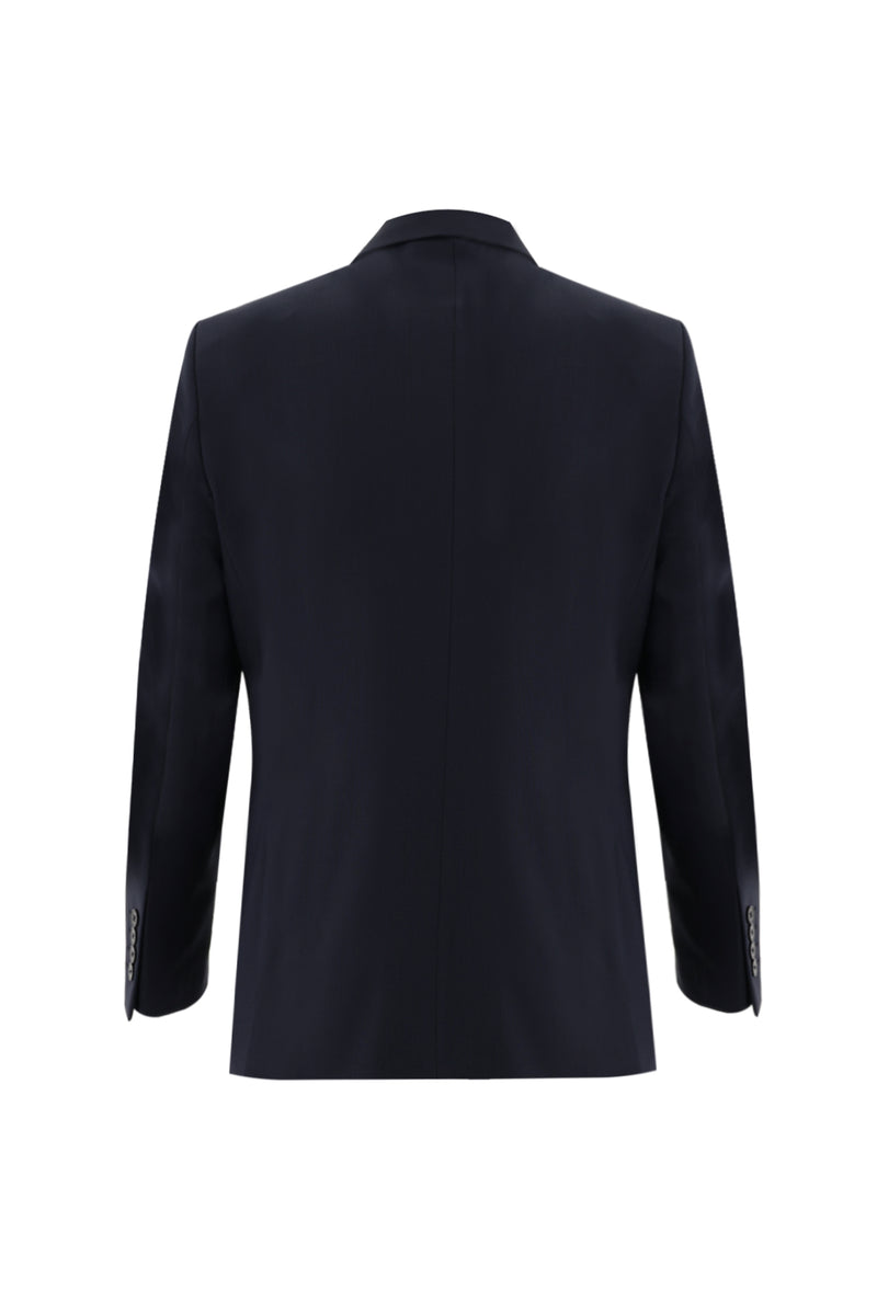 Koyu Lacivert Slim Fit Dar Kesim Yünlü Klasik Takım Elbise