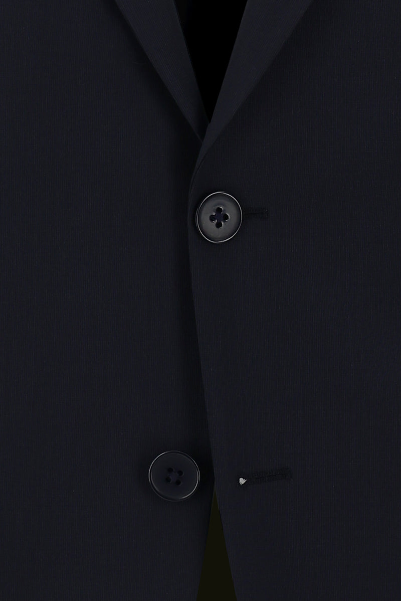 Koyu Lacivert Slim Fit Dar Kesim Yünlü Klasik Takım Elbise