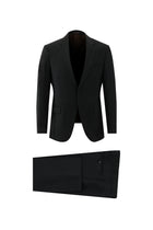 Siyah Relaxed Fit Rahat Kesim Yünlü Takım Elbise