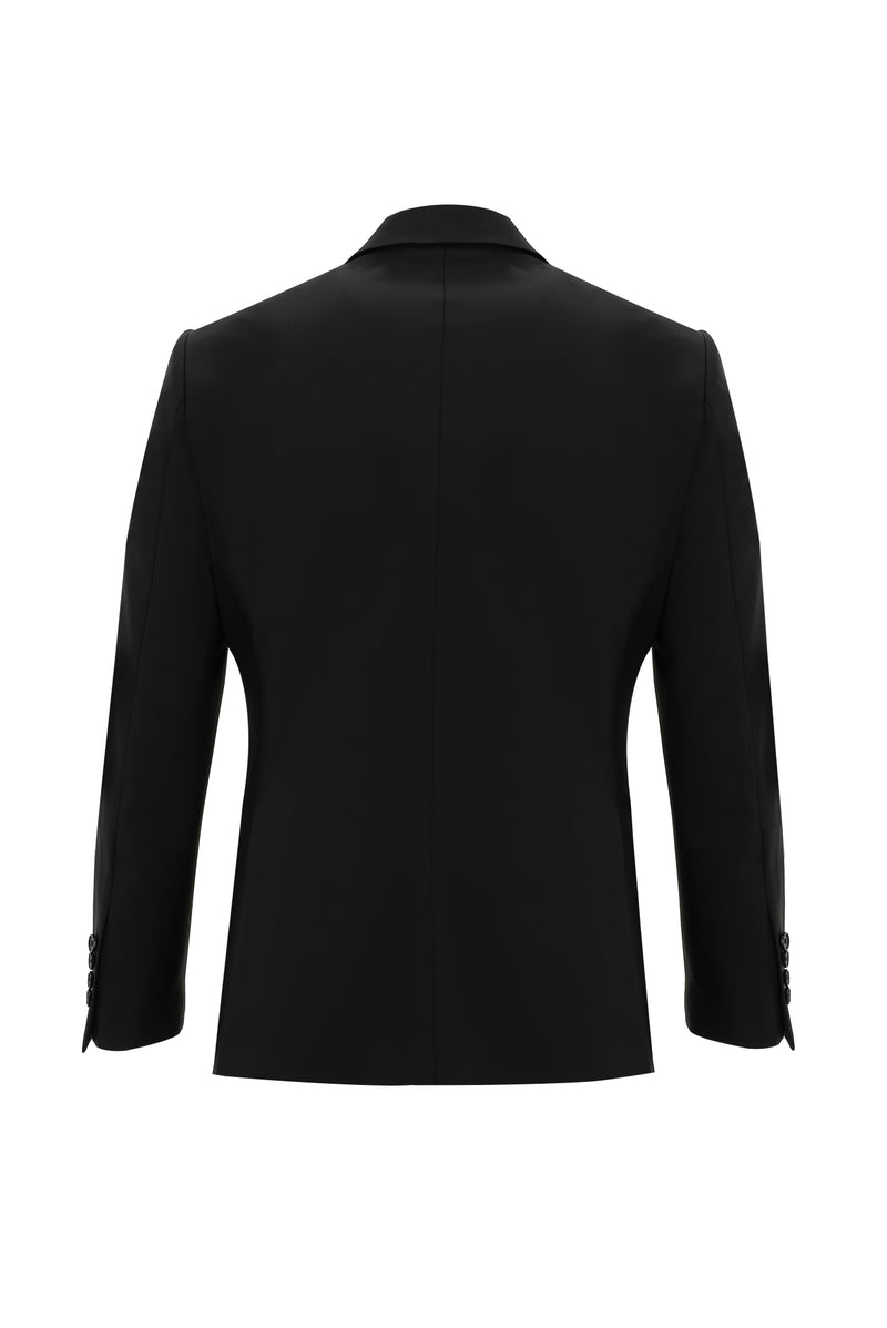 Siyah 7 Drop Slim Fit Dar Kesim Yünlü Tak?m Elbise-Abdullah Ki??l?