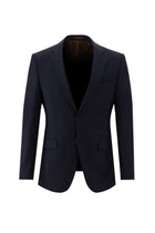 Koyu Lacivert Slim Fit Dar Kesim Yünlü Takım Elbise