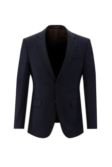 Koyu Lacivert Slim Fit Dar Kesim Yünlü Takım Elbise