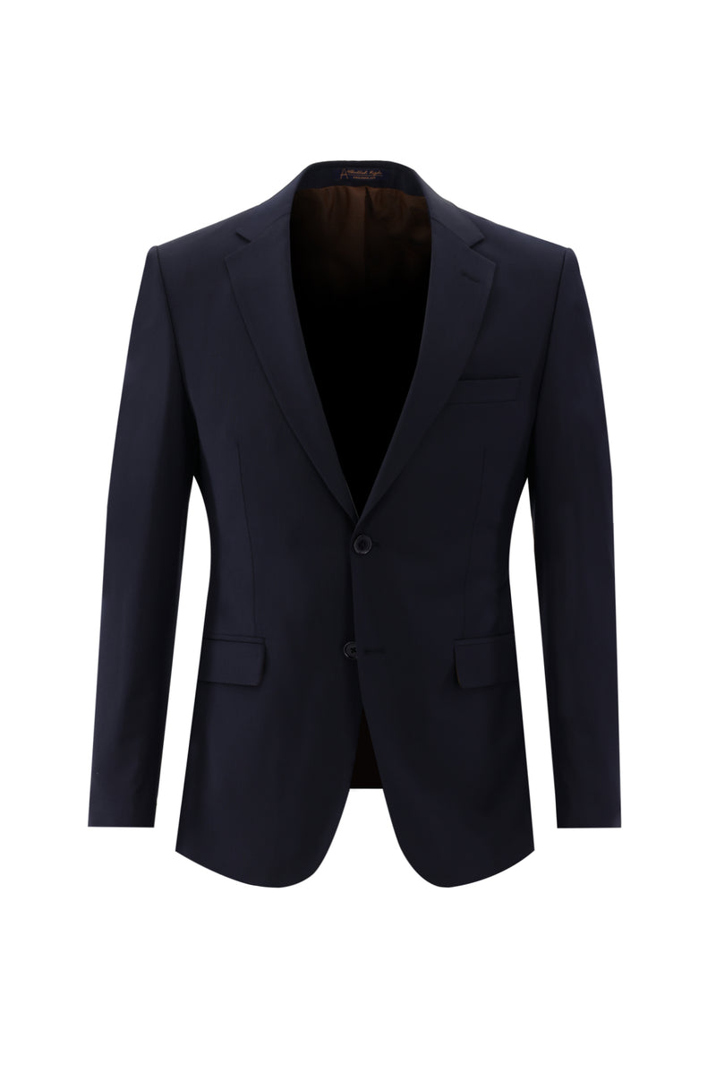 Koyu Lacivert Slim Fit Dar Kesim Yünlü Takım Elbise