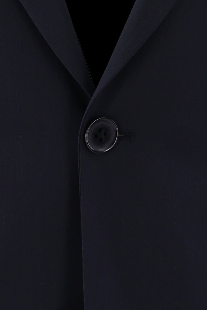 Koyu Lacivert Slim Fit Dar Kesim Yünlü Takım Elbise