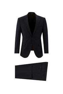 Siyah Lacivert 7 Drop Slim Fit Dar Kesim Yünlü Tak?m Elbise-Abdullah Ki??l?