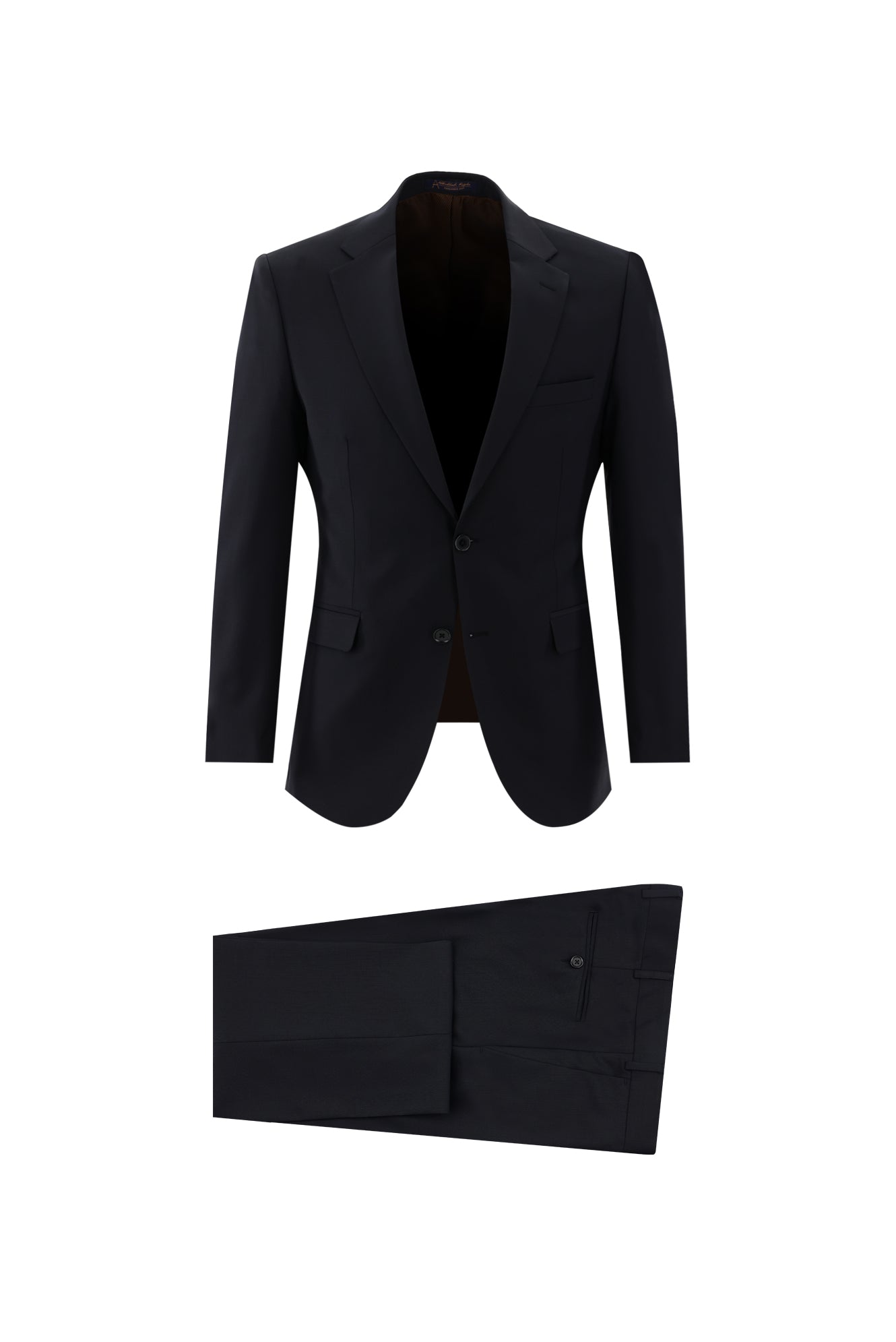 Siyah Lacivert Slim Fit Dar Kesim Yünlü Takım Elbise