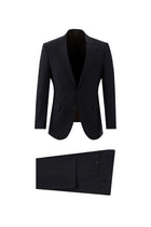 Siyah Lacivert Slim Fit Dar Kesim Yünlü Takım Elbise