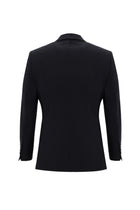 Siyah Lacivert Slim Fit Dar Kesim Yünlü Takım Elbise