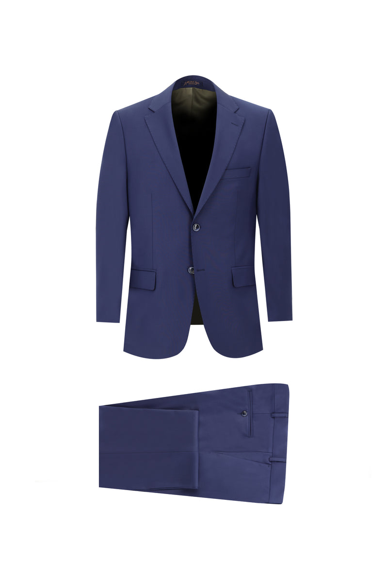 Orta Lacivert 4 Drop Relaxed Fit Rahat Kesim Yünlü Tak?m Elbise-Abdullah Ki??l?