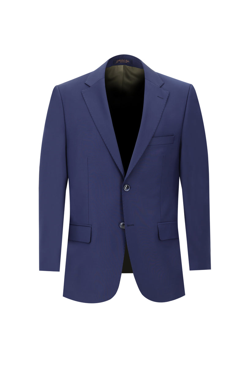 Orta Lacivert Relaxed Fit Rahat Kesim Yünlü Takım Elbise