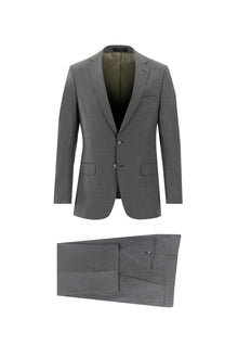 Açık Gri Slim Fit Dar Kesim Yünlü Klasik Takım Elbise