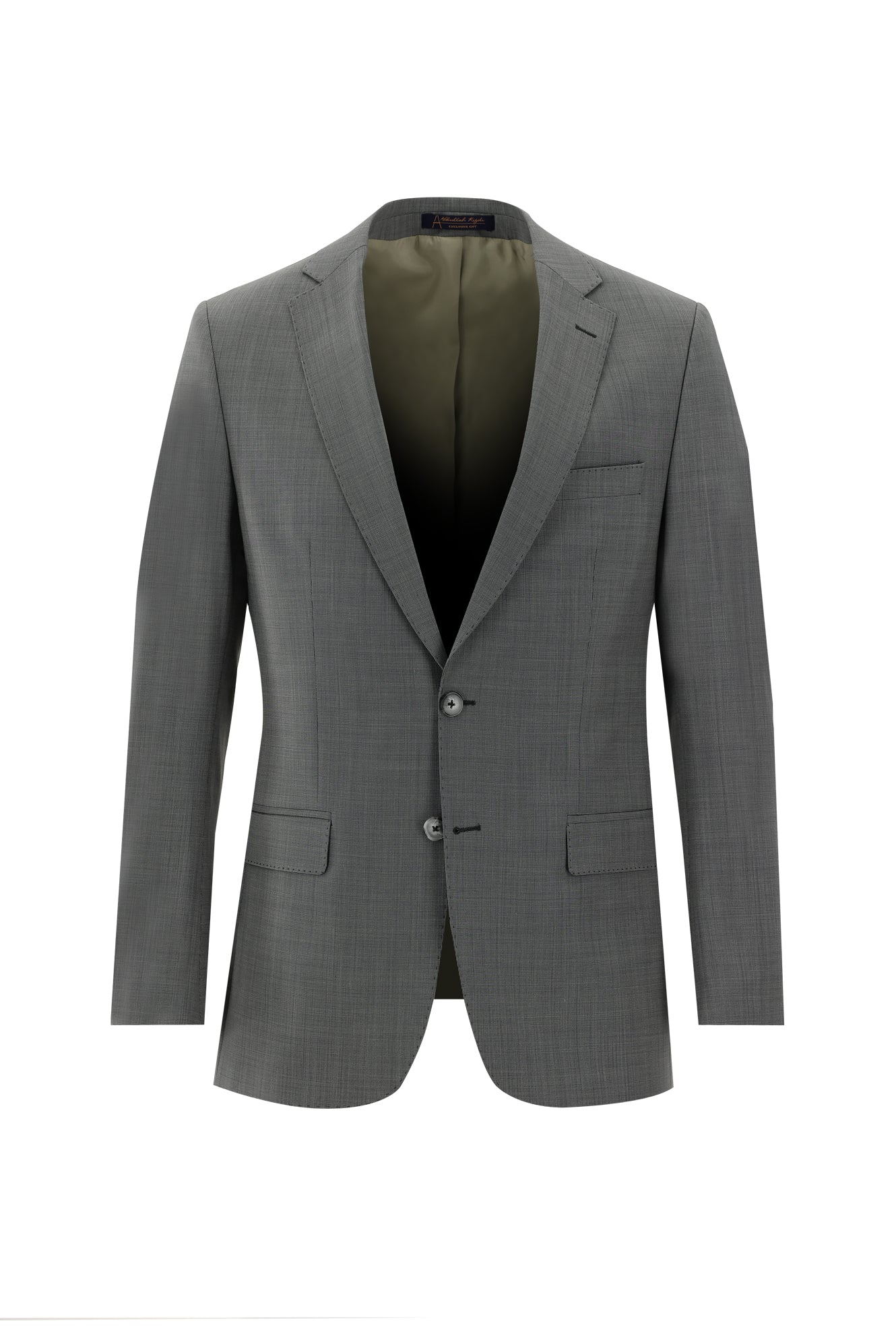 Açık Gri Slim Fit Dar Kesim Yünlü Klasik Takım Elbise
