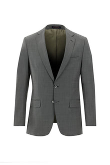 Açık Gri Slim Fit Dar Kesim Yünlü Klasik Takım Elbise