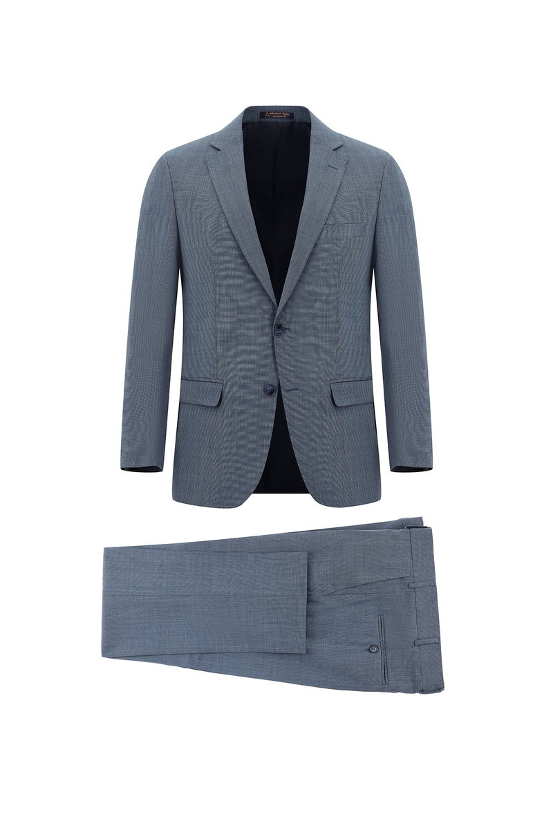 Mavi Slim Fit Dar Kesim Yünlü Klasik Takım Elbise