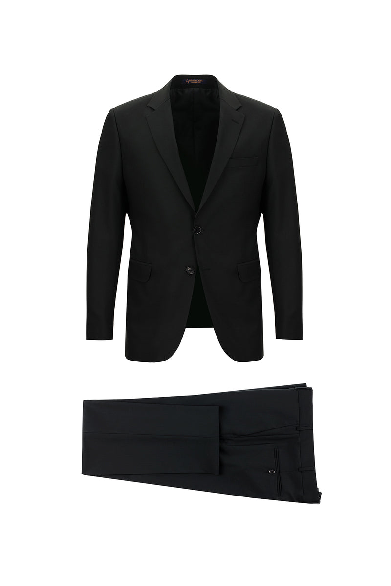 Siyah 7 Drop Slim Fit Dar Kesim Yünlü Tak?m Elbise-Abdullah Ki??l?