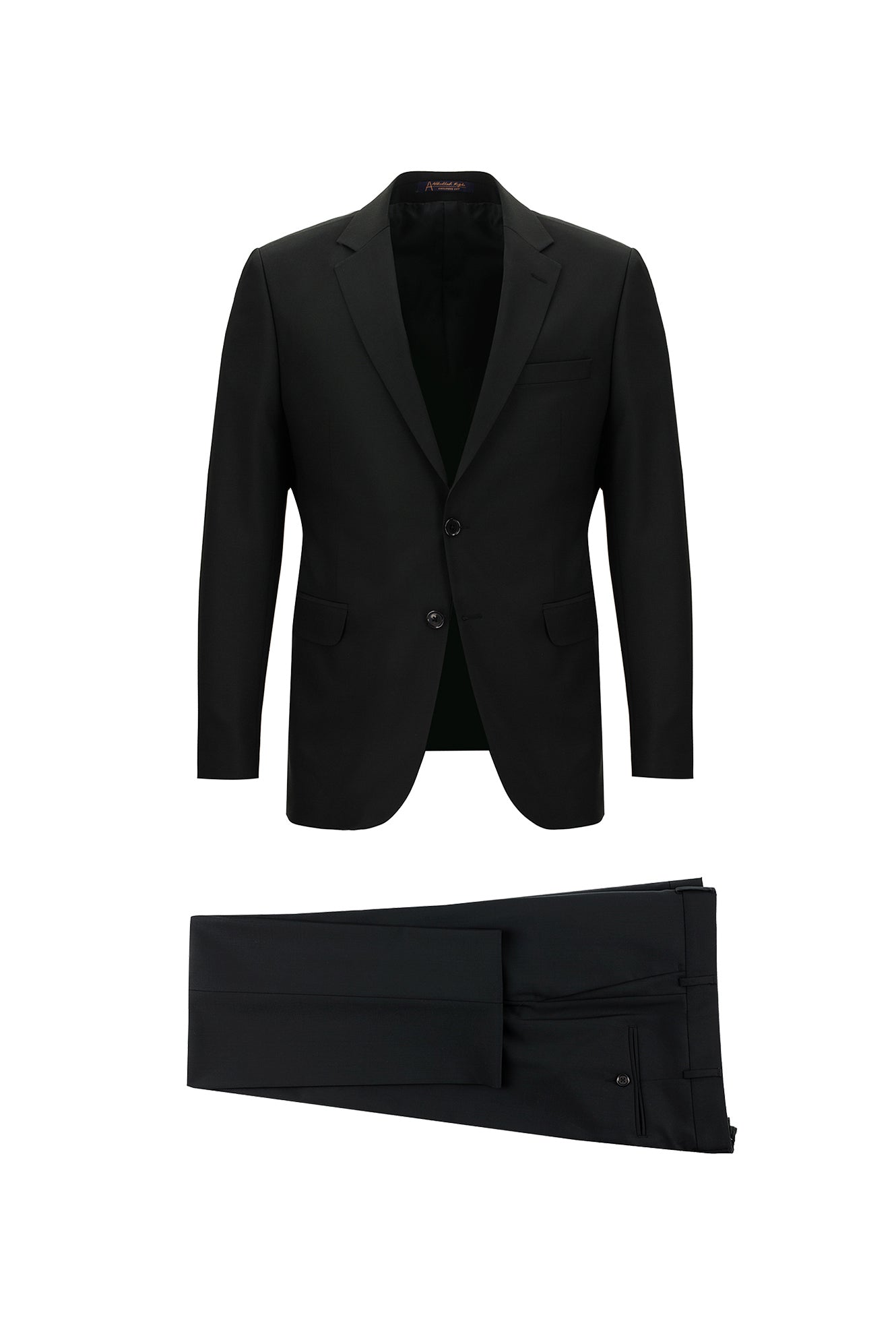 Siyah 8 Drop Long Slim Fit Uzun Dar Kesim Yünlü Tak?m Elbise-Abdullah Ki??l?